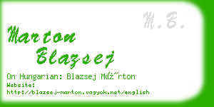 marton blazsej business card